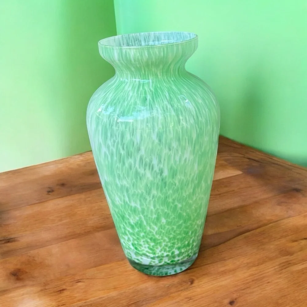 Murano Style Swirled Blown Glass Vase MCM Art Glass Handblown MidCentury Decor